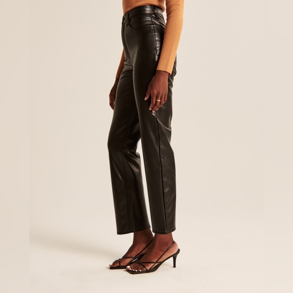 Abercrombie & Fitch Women's The Ankle Straight Ultra High Rise Leather Pants [S] - Picture 6 of 9